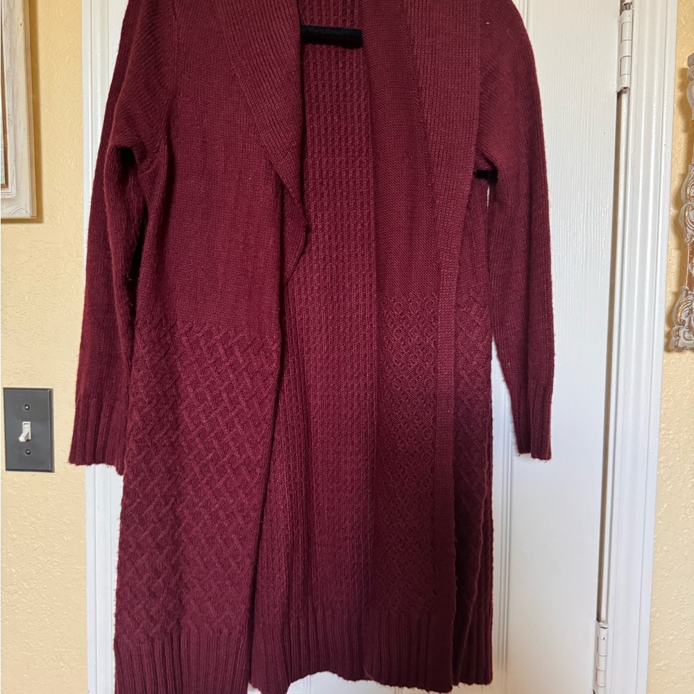 Chicos long Cardigan Burgundy Size 1